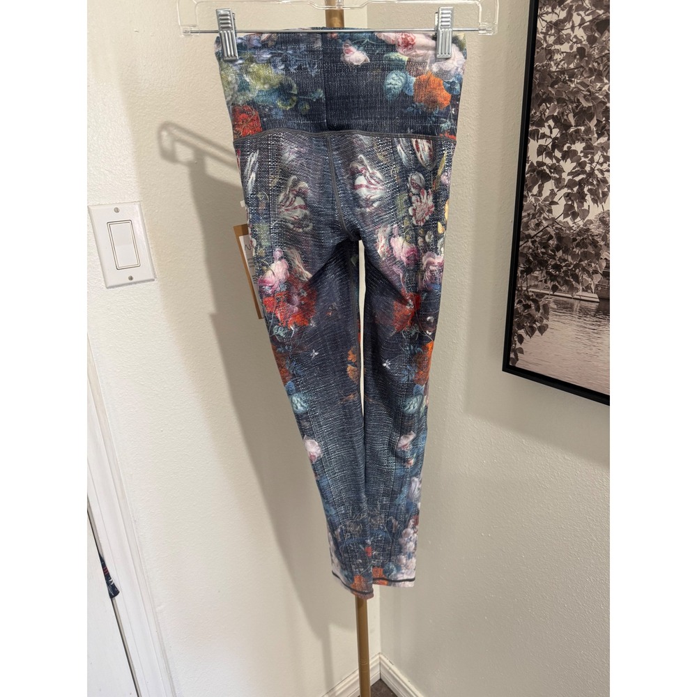 Niyama Sol Barefoot Leggings Fleurs Floral Blue High Waist XS New With Tags - Picture 2 of 4